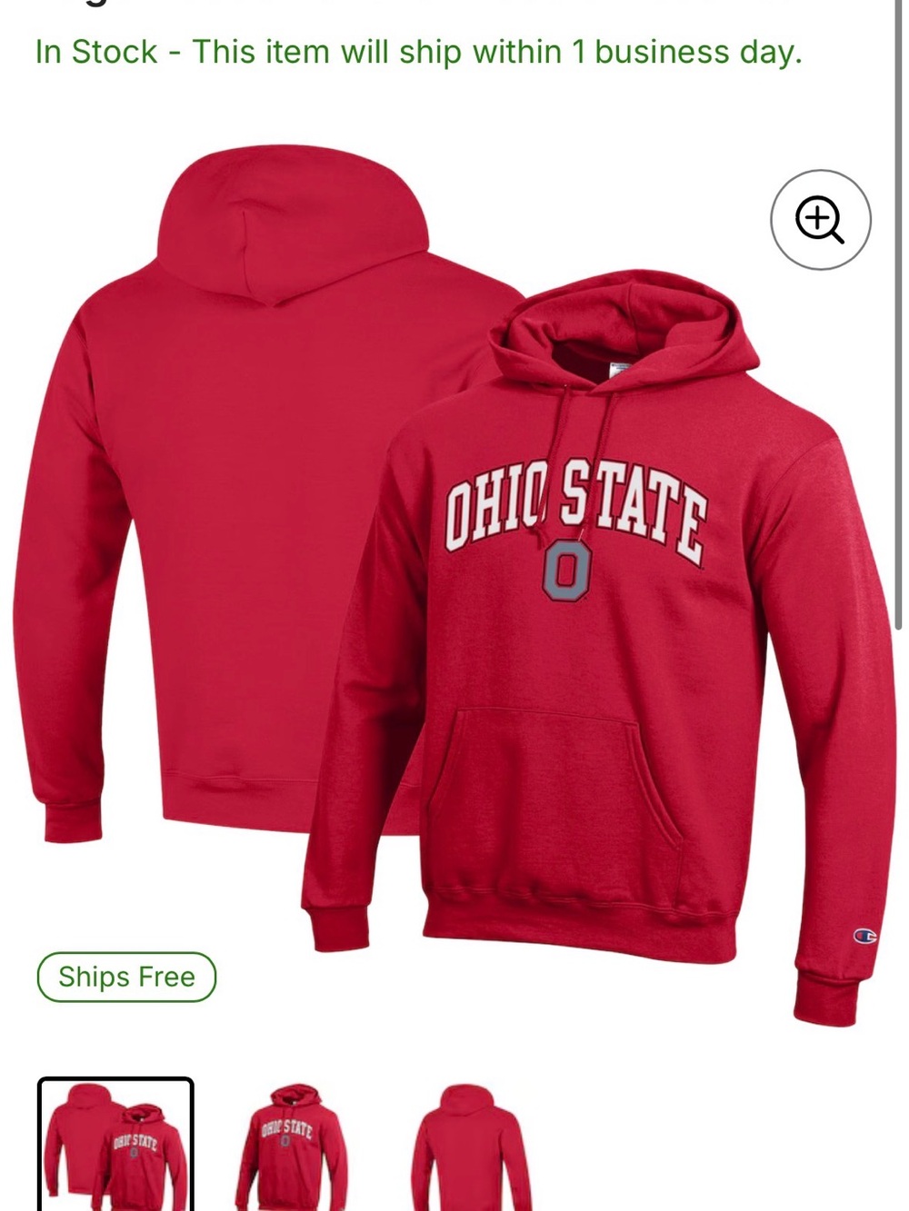 Champion Red Ohio State Crewneck Hoodie